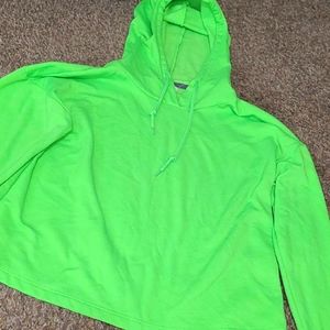 Neon Green Cropped Hoodie